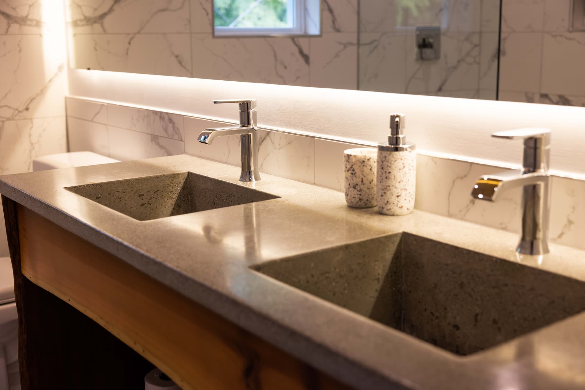 Luxury marble walk-in shower