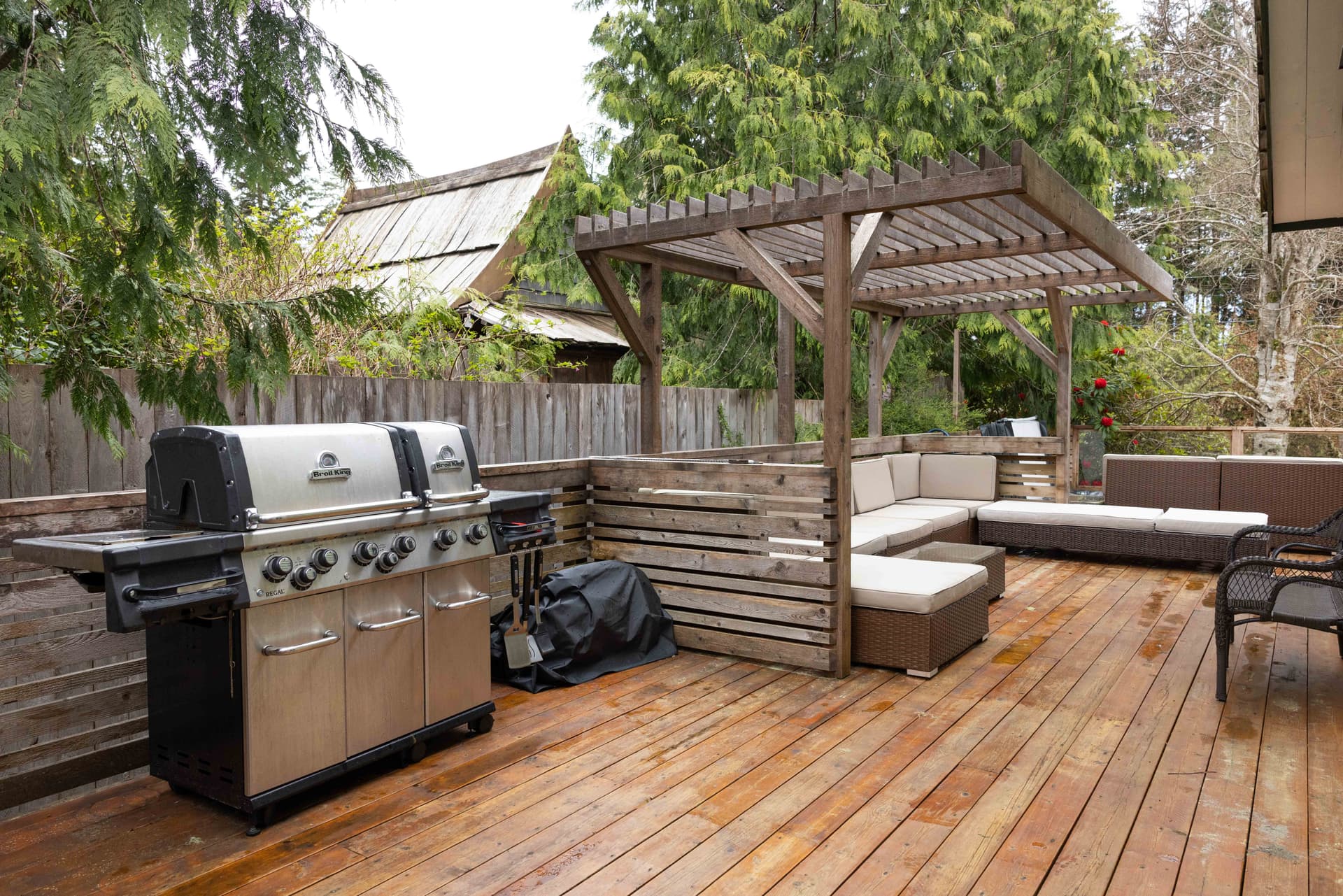 Outdoor BBQ and deck area