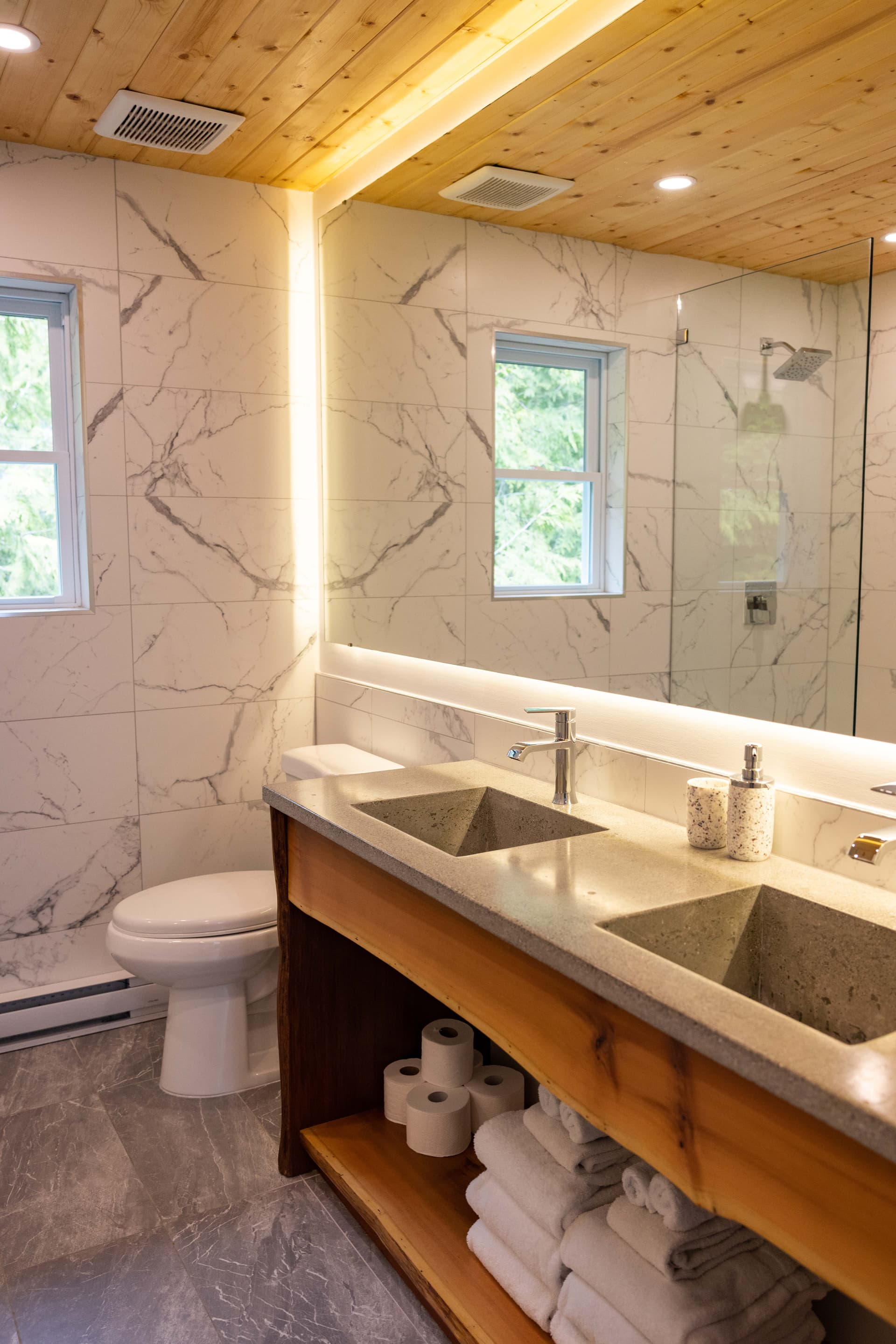 Modern bathroom with walk-in shower