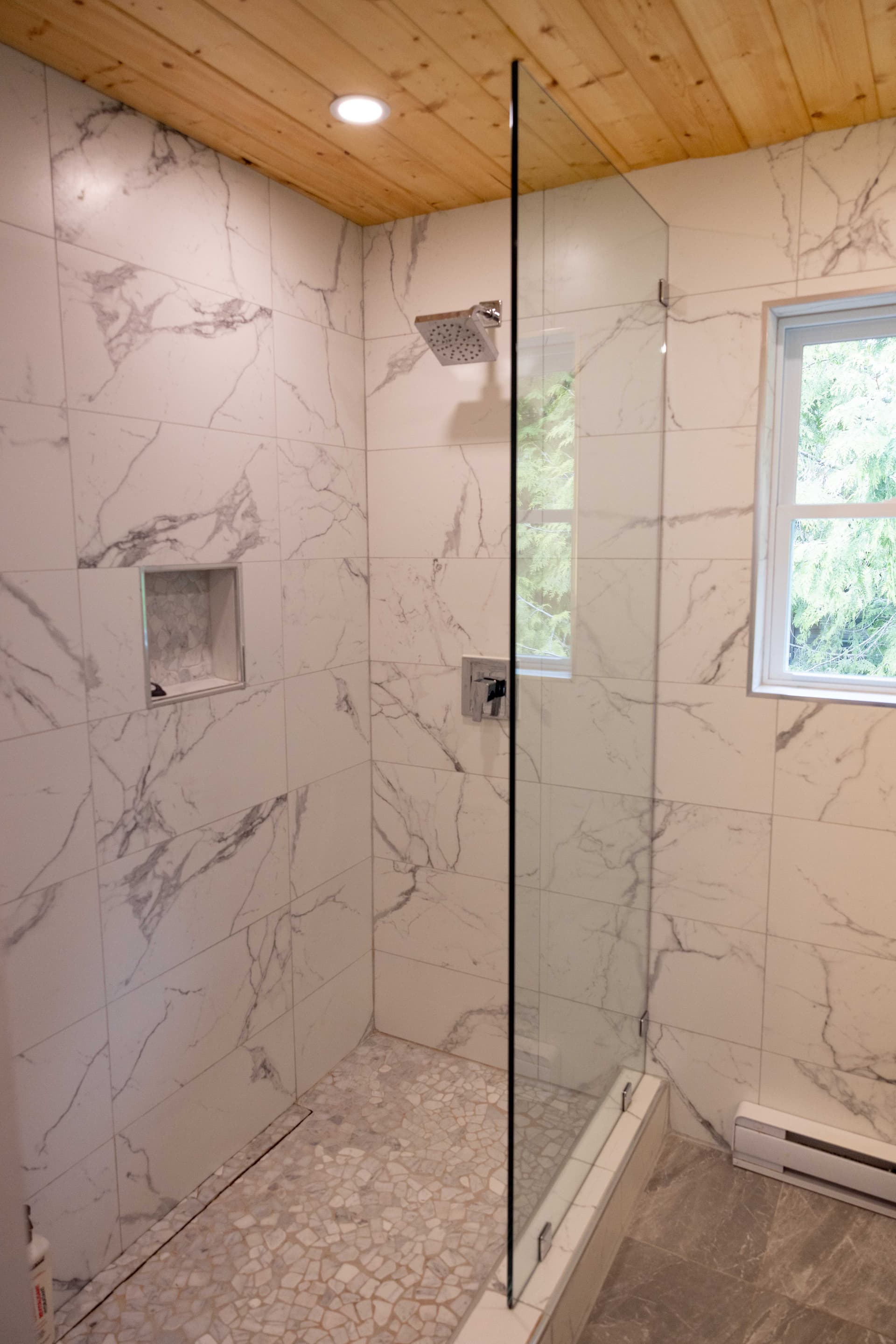Luxury marble walk-in shower
