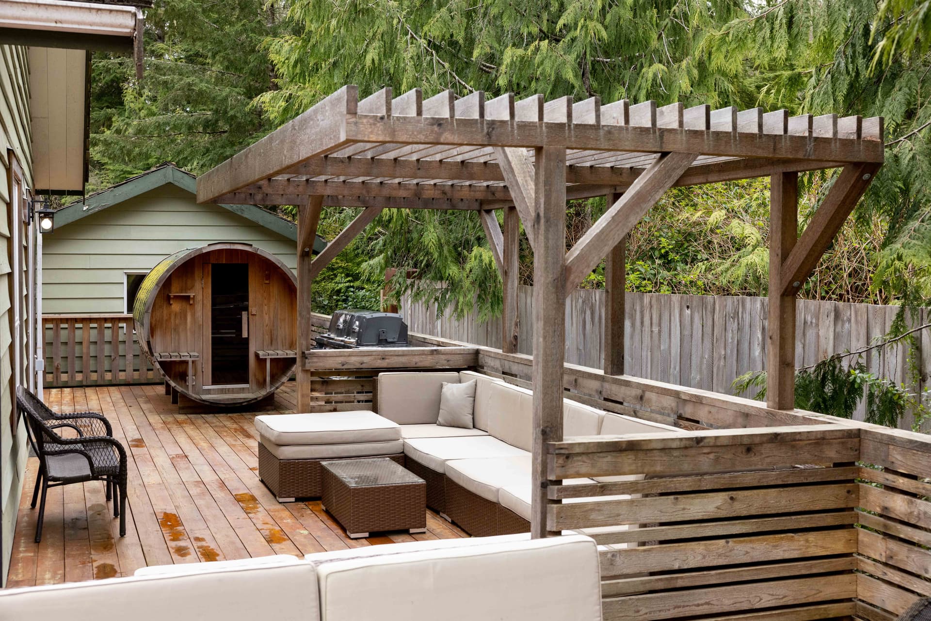 Deck with lounging furniture