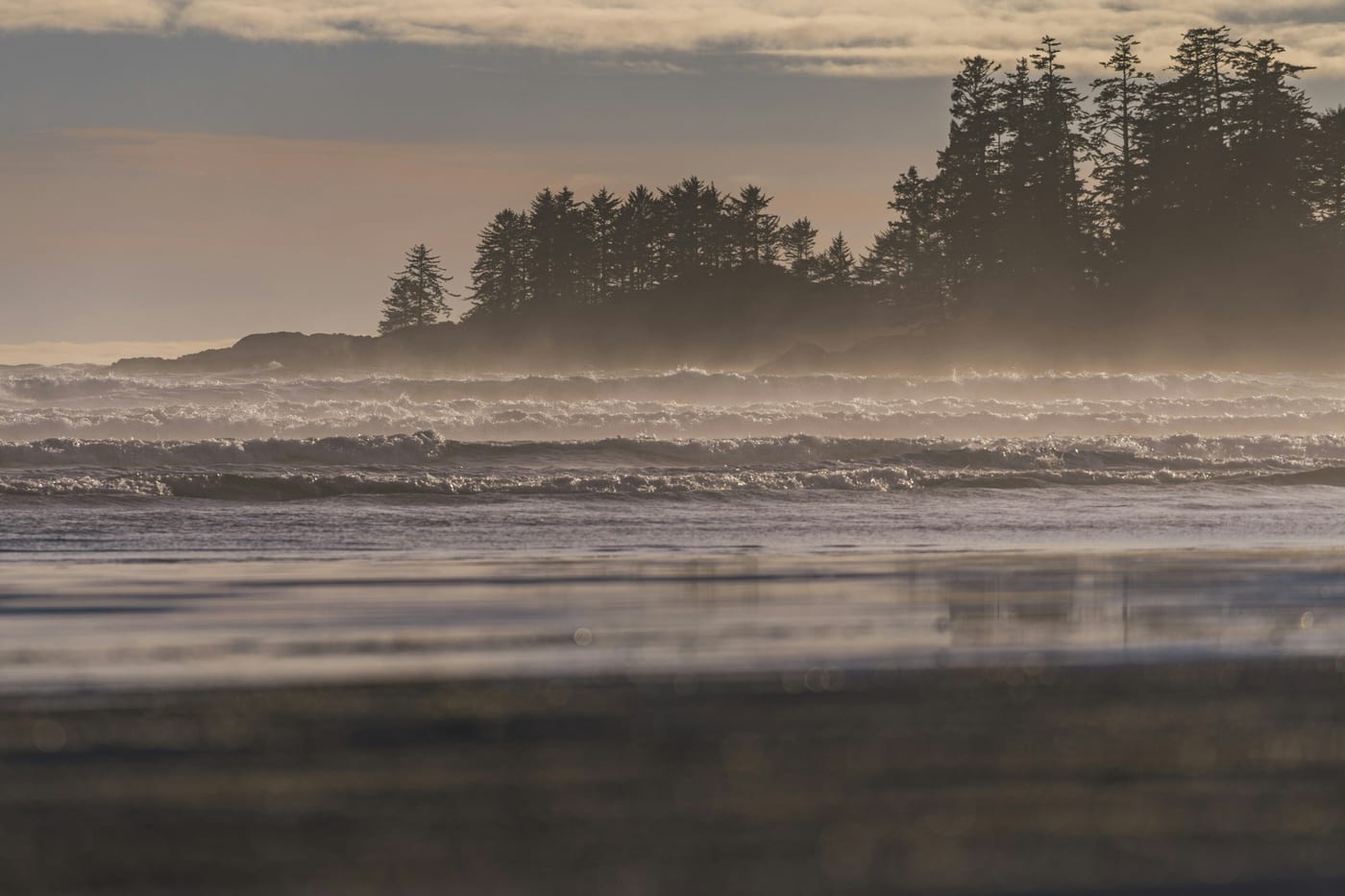 Massive Pacific storm waves crashing on the Tofino coast in winter